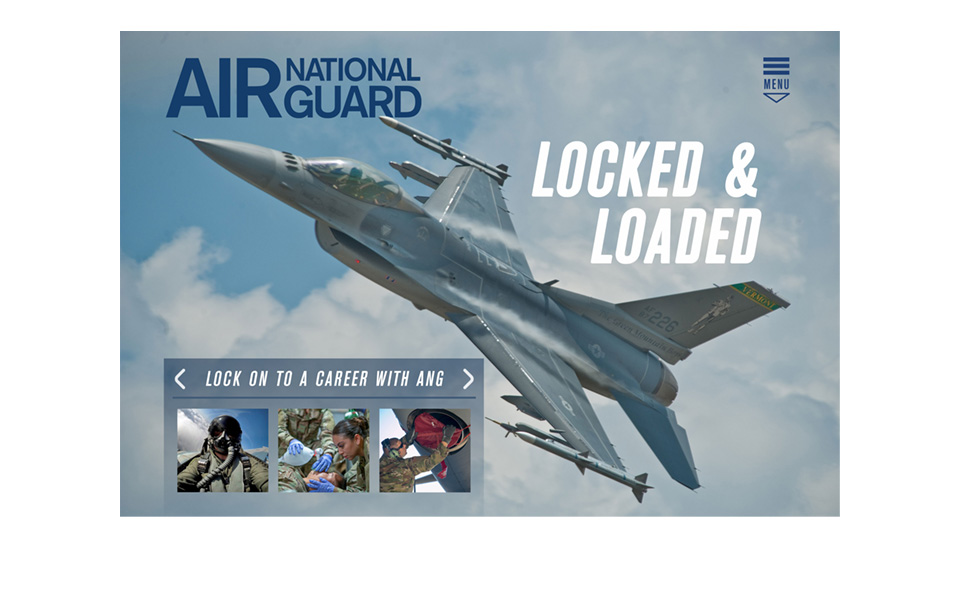 Landing page concept of a new website for the Air National Guard, focused on recruitment (4 of 4).