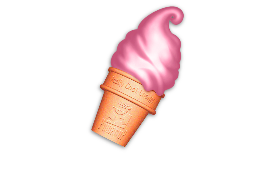 And while we're on the subject of ice, here's an illustration of a soft-serve, nutritious, frozen dessert, called Power-Up.