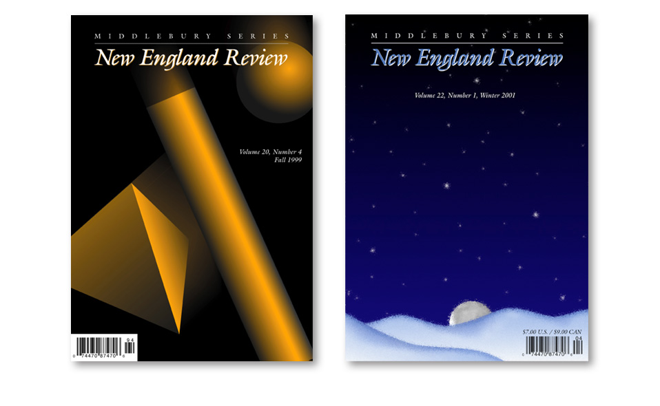 More covers for <i>New England Review</i>. I also created extensive style sheets for their typesetting, when it was moved in-house.