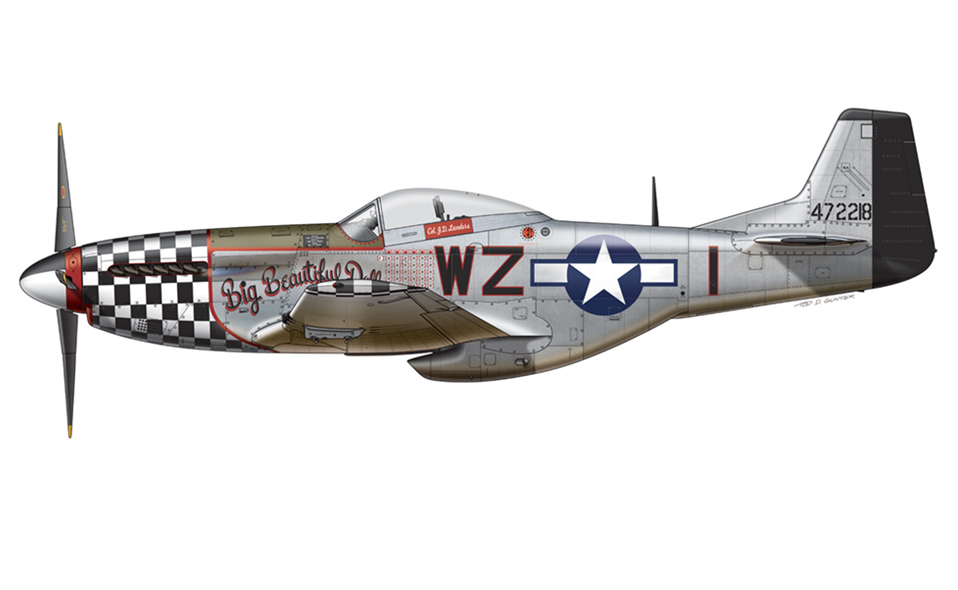 One of my specialties is creating highly-detailed, aircraft profile art. This is the iconic P-51D Mustang from WWII.