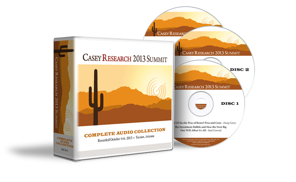 Audio collection binder and CDs for the Casey Research 2013 Summit.