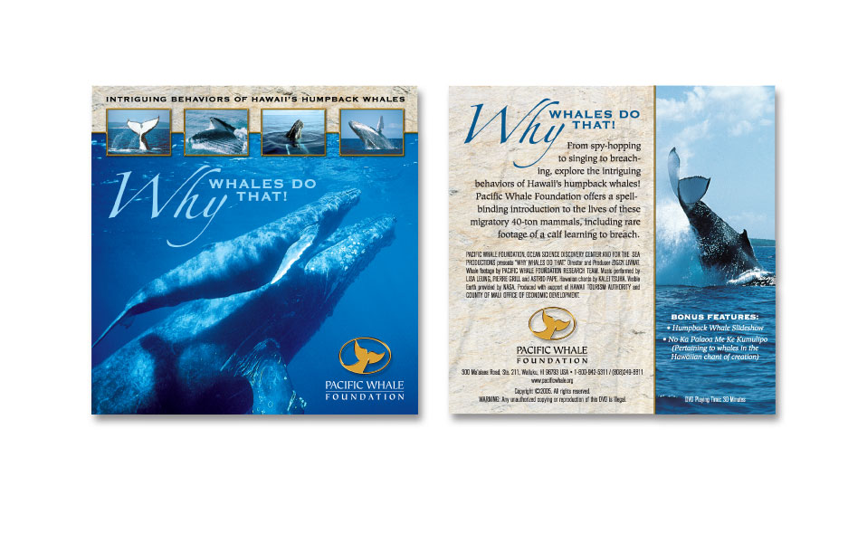 DVD sleeve for an educational video by Pacific Whale Foundation, in Hawaii.
