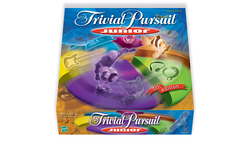 Package & game design for the 5th edition of Hasbro's Trivial Pursuit Junior. Collaborative effort with my former partner, Brigitte Soucy.