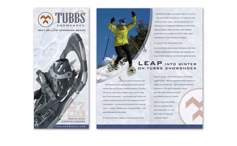 07-08 consumer brochure for Tubbs Snowshoes.