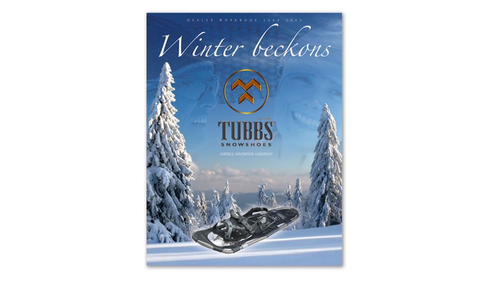 Alternate design for 08-09 catalog cover for Tubbs Snowshoes.