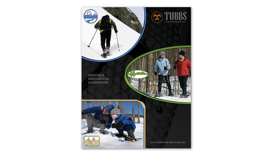 08-09 catalog cover for Tubbs Snowshoes.