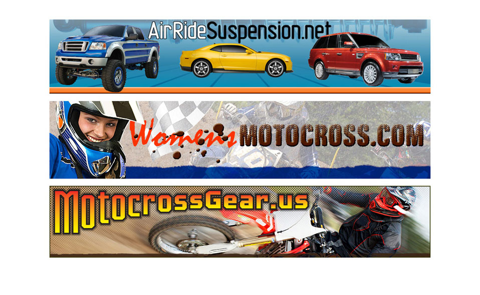 Three website masts designed for a motorsports company. 