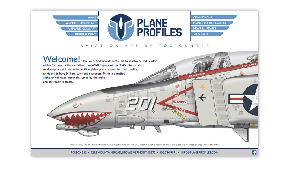 Website for a former business where I sold ultra-detailed, aircraft profile art, which I illustrated. 