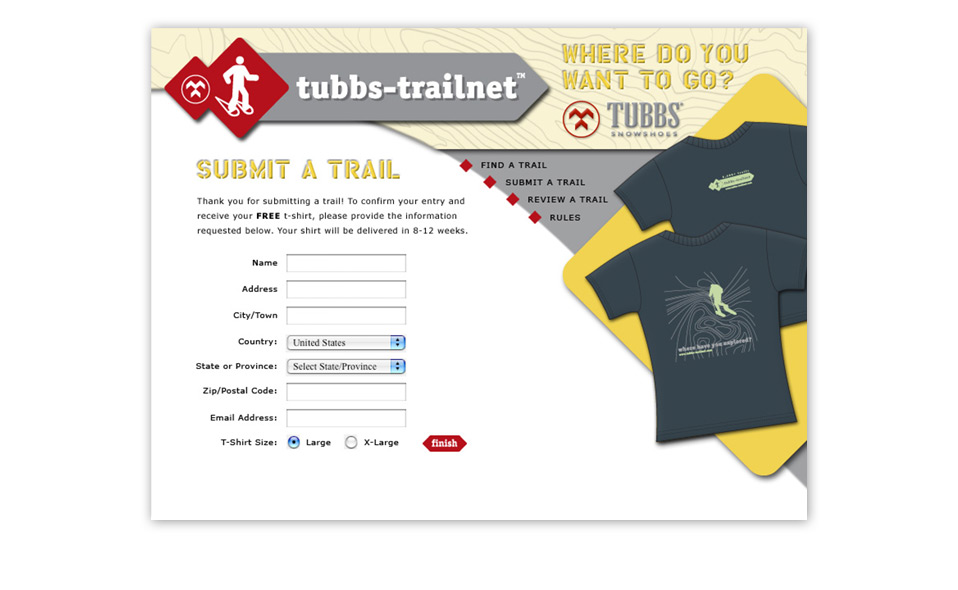 People contributing trail information to the <i>Tubbs-Trailnet</i> website receive a free t-shirt! 